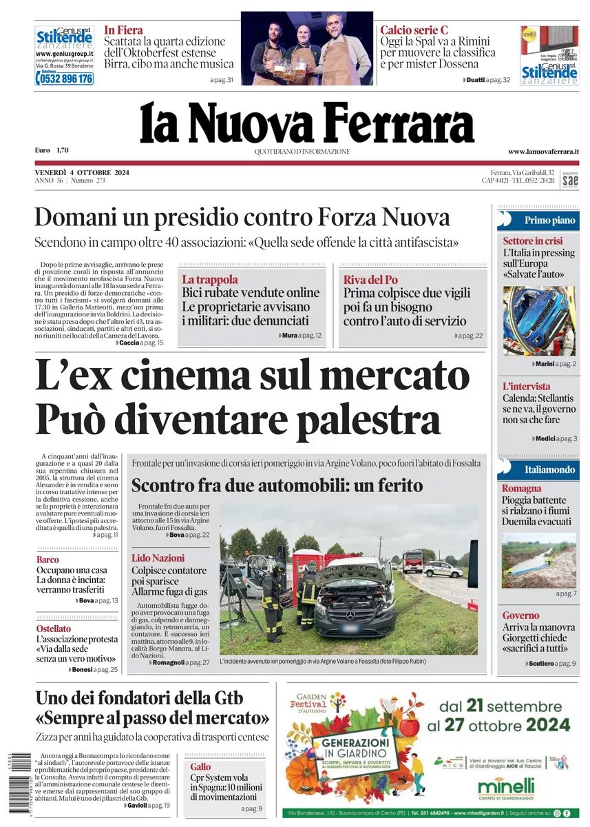 Prima-pagina-nuova ferrara-oggi-edizione-del-2024-10-04